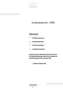 Bild der Titelseite der Publikation: Jahresbericht 1999 der UMEG - Gesellschaft für Umweltmessungen und Umwelterhebungen mbh