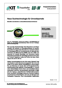 Bild der Titelseite der Publikation: Neue Suchtechnologie für Umweltportale