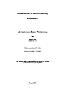 Bild der Titelseite der Publikation: Lärmdatenbank Baden-Württemberg