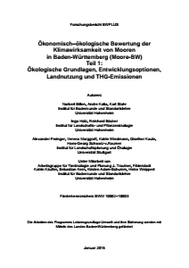Bild der Titelseite der Publikation: Ökonomisch-ökologische Bewertung der Klimawirksamkeit von Mooren in Baden-Württemberg (Teil 1)