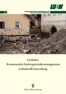 Bild der Titelseite der Publikation: Leitfaden Kommunales Starkregenrisikomanagement in Baden-Württemberg