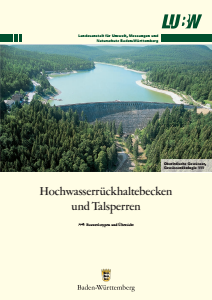 Bild der Titelseite der Publikation: Hochwasserrückhaltebecken und Talsperren