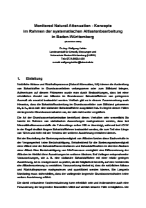 Bild der Titelseite der Publikation: Monitored Natural Attenuation - Konzepte im Rahmen der systematischen Altlastenbearbeitung in Baden-Württemberg