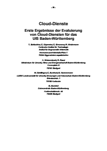Bild der Titelseite der Publikation: Cloud-Dienste - Erste Ergebnisse der Evaluierung von Cloud-Diensten für das UIS Baden-Württemberg