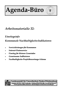 Bild der Titelseite der Publikation: Arbeitsmaterialie 032: Einstiegsinfo Kommunale Nachhaltigkeits-Indikatoren