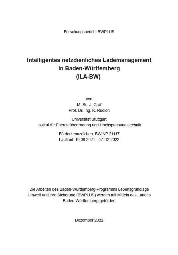 Bild der Titelseite der Publikation: Intelligentes netzdienliches Lademanagement in BadenWürttemberg