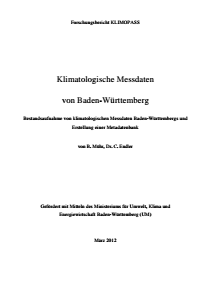 Bild der Titelseite der Publikation: Klimatologische Messdaten von Baden-Württemberg