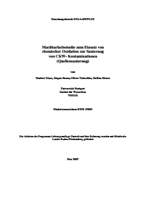 Bild der Titelseite der Publikation: Machbarkeitsstudie zum Einsatz von chemischer Oxidation zur Sanierung von CKW- Kontaminationen (Quellensanierung)