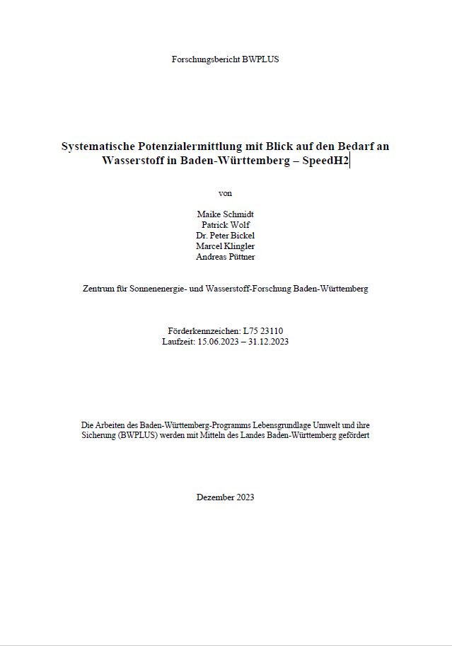 Bild der Titelseite der Publikation: Systematische Potenzialermittlung mit Blick auf den Bedarf an Wasserstoff in Baden-Württemberg
