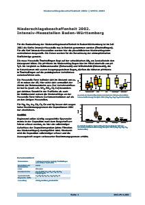 Bild der Titelseite der Publikation: Niederschlagsbeschaffenheit 2002. Intensiv-Messstellen Baden-Württemberg