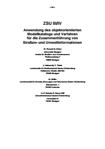 Bild der Titelseite der Publikation: ZSU III/IV - Anwendung des objektorientierten Modellkatalogs und Verfahren für die Zusammenführung von Straßen- und Umweltinformation