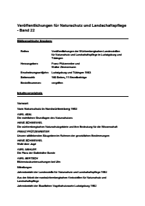 Bild der Titelseite der Publikation: Band 22 - Veröffentlichungen der Württembergischen Landesstellen für Naturschutz und Landschaftspflege in Ludwigsburg und Tübingen