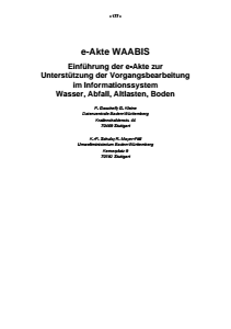 Bild der Titelseite der Publikation: e-Akte WAABIS - Einführung der e-Akte zur Unterstützung der Vorgangsbearbeitung im Informationssystem Wasser, Abfall, Altlasten, Boden