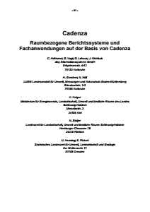Bild der Titelseite der Publikation: Cadenza - Raumbezogene Berichtssysteme und Fachanwendungen auf der Basis von Cadenza