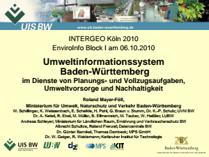 Bild der Titelseite der Publikation: Umweltinformationssystem Baden-Württemberg im Dienste von Planungs-und Vollzugsaufgaben, Umweltvorsorge und Nachhaltigkeit