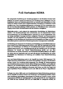 Bild der Titelseite der Publikation: Vorwort, Einführung und Schlussbemerkung KEWA I