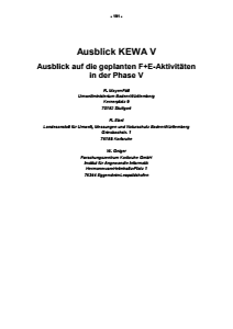 Bild der Titelseite der Publikation: Ausblick KEWA V - Ausblick auf die geplanten F+E-Aktivitäten in der Phase V