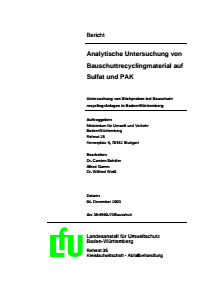 Bild der Titelseite der Publikation: Analytische Untersuchung von Bauschuttrecyclingmaterial auf Sulfat und PAK