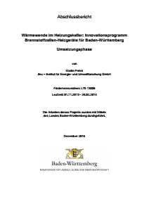 Bild der Titelseite der Publikation: Wärmewende im Heizungskeller: Innovationsprogramm Brennstoffzellen-Heizgeräte für Baden-Württemberg