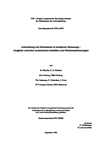 Bild der Titelseite der Publikation: Ausbreitung von Emissionen in komplexer Bebauung - Vergleich zwischen numerischen Modellen und Windkanalmessungen