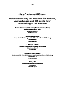 Bild der Titelseite der Publikation: disy Cadenza/GISterm - Weiterentwicklung der Plattform für Berichte, Auswertungen und GIS sowie ihrer Anwendungen bei Partnern