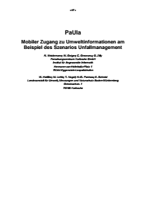 Bild der Titelseite der Publikation: PaUla - Mobiler Zugang zu Umweltinformationen am Beispiel des Szenarios Unfallmanagement