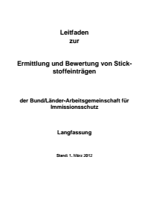 Bild der Titelseite der Publikation: Leitfaden zur Ermittlung und Bewertung von Stickstoffeinträgen