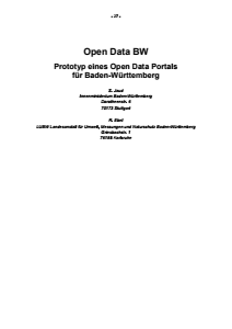 Bild der Titelseite der Publikation: Open Data BW - Prototyp eines Open Data Portals für Baden-Württemberg