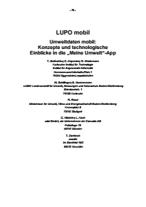 Bild der Titelseite der Publikation: LUPO mobil - Umweltdaten mobil: Konzepte und technologische Einblicke in die