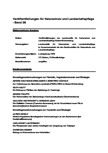 Bild der Titelseite der Publikation: Band 38 - Veröffentlichungen der Landesstelle für Naturschutz und Landschaftspflege Baden-Württemberg