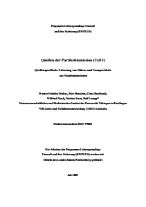 Bild der Titelseite der Publikation: Quellen der Partikelimmission (Teil I): Quellenspezifische Erfassung von Mikro- und Nanopartikeln aus Staubimmissionen