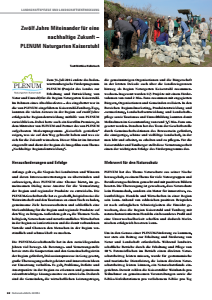 Bild der Titelseite der Publikation: Zwölf Jahre Miteinander für eine nachhaltige Zukunft - PLENUM Naturgarten Kaiserstuhl
