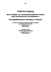 Bild der Titelseite der Publikation: Cadenza Zugang - Neue Ansätze zur benutzerfreundlichen Suche nach strukturierten Umweltdaten - Ein begriffsbasierter Einstieg in Cadenza