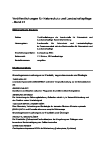 Bild der Titelseite der Publikation: Band 41 - Veröffentlichungen der Landesstelle für Naturschutz und Landschaftspflege Baden-Württemberg
