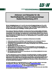 Bild der Titelseite der Publikation: Informationsblatt 014 Nachhaltigkeits- und Energiewendetage Baden-Württemberg 2015