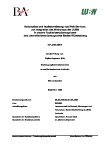 Bild der Titelseite der Publikation: Konzeption und Implementierung von Web Services zur Integration des Webshops der LUBW in andere Fachinformationssysteme des Umweltinformationssystems Baden-Württemberg