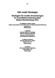 Bild der Titelseite der Publikation: UIS mobil Strategie - Strategien für mobile Anwendungen im Umweltinformationssystem Baden-Württemberg 2012