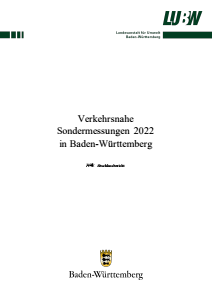 Bild der Titelseite der Publikation: Verkehrsnahe Sondermessungen 2022 in Baden-Württemberg
