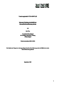 Bild der Titelseite der Publikation: Internet-Katalog betrieblicher Umweltinformationssysteme