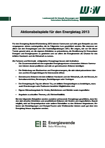 Bild der Titelseite der Publikation: Informationsblatt 012 Aktionsbeispiele Energietag 2013