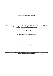 Bild der Titelseite der Publikation: Untersuchungsstrategie und -umfang bei Rückbaumaßnahmen / Stoffkatalog umweltrelevanter Baustoffe - Teil 2