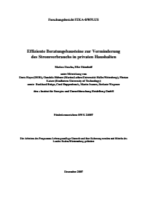 Bild der Titelseite der Publikation: Effiziente Beratungsbausteine zur Minderung des Stromverbrauchs in privaten Haushalten