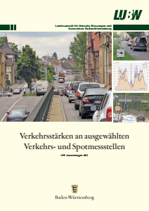 Bild der Titelseite der Publikation: Verkehrsstärken an ausgewählten Verkehrs- und Spotmessstellen. Auswertungen 2013
