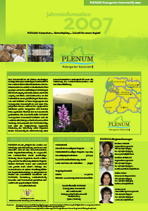 Bild der Titelseite der Publikation: Jahresinformation PLENUM Naturgarten Kaiserstuhl 2007