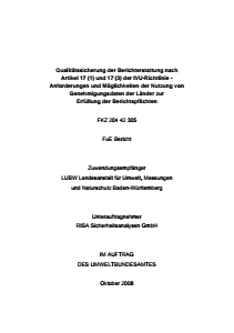 Bild der Titelseite der Publikation: Qualitätssicherung der Berichterstattung nach Artikel 17 (1) und 17 (3) der IVU-Richtlinie - Anforderungen und Möglichkeiten der Nutzung von Genehmigungsdaten der Länder zur Erfüllung der Berichtspflichten