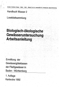 Bild der Titelseite der Publikation: Biologisch-ökologische Gewässeruntersuchung