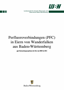 Bild der Titelseite der Publikation: Perfluoroverbindungen (PFC) in Eiern von Wanderfalken aus Baden-Württemberg