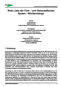 Bild der Titelseite der Publikation: Rote Liste der Farn- und Samenpflanzen Baden-Württemberg