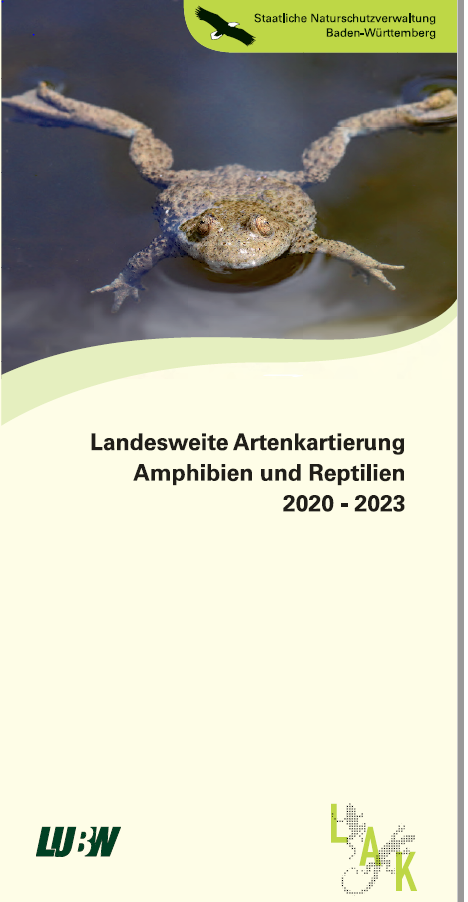 Bild der Titelseite der Publikation: Landesweite Artenkartierung Amphibien und Reptilien 2020 - 2023