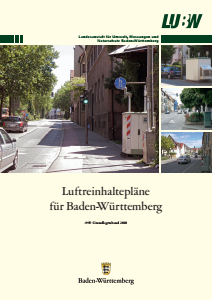 Bild der Titelseite der Publikation: Luftreinhaltepläne für Baden-Württemberg